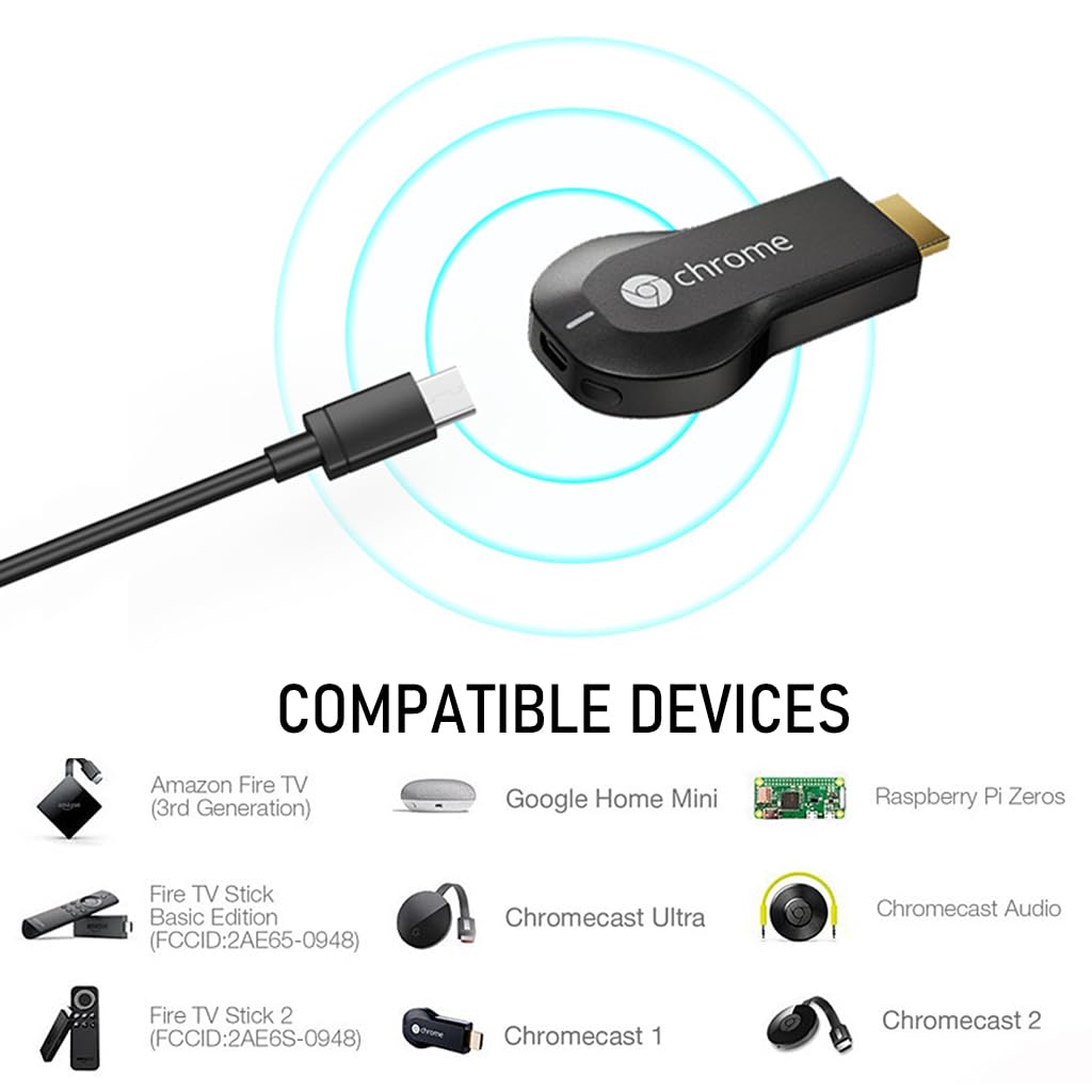 Verilux USB to Ethernet Adapter with 3.3ft Power Cable for Chromecast Ultra and Fire TV Stick