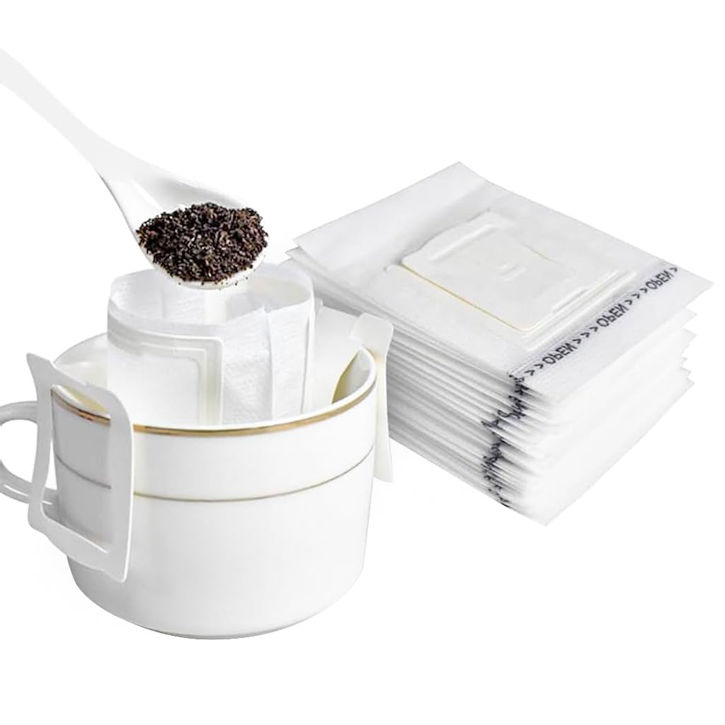 Supvox 50pcs Hanging Ear Coffee Bag Coffee Filter Paper Bag Drip Coffee Bag Pour Over Coffee Pouch Foodgrade Hanging Ear Coffee Paper Bag Convenient Hanging Ear Coffee Bag for Brewing Coffee