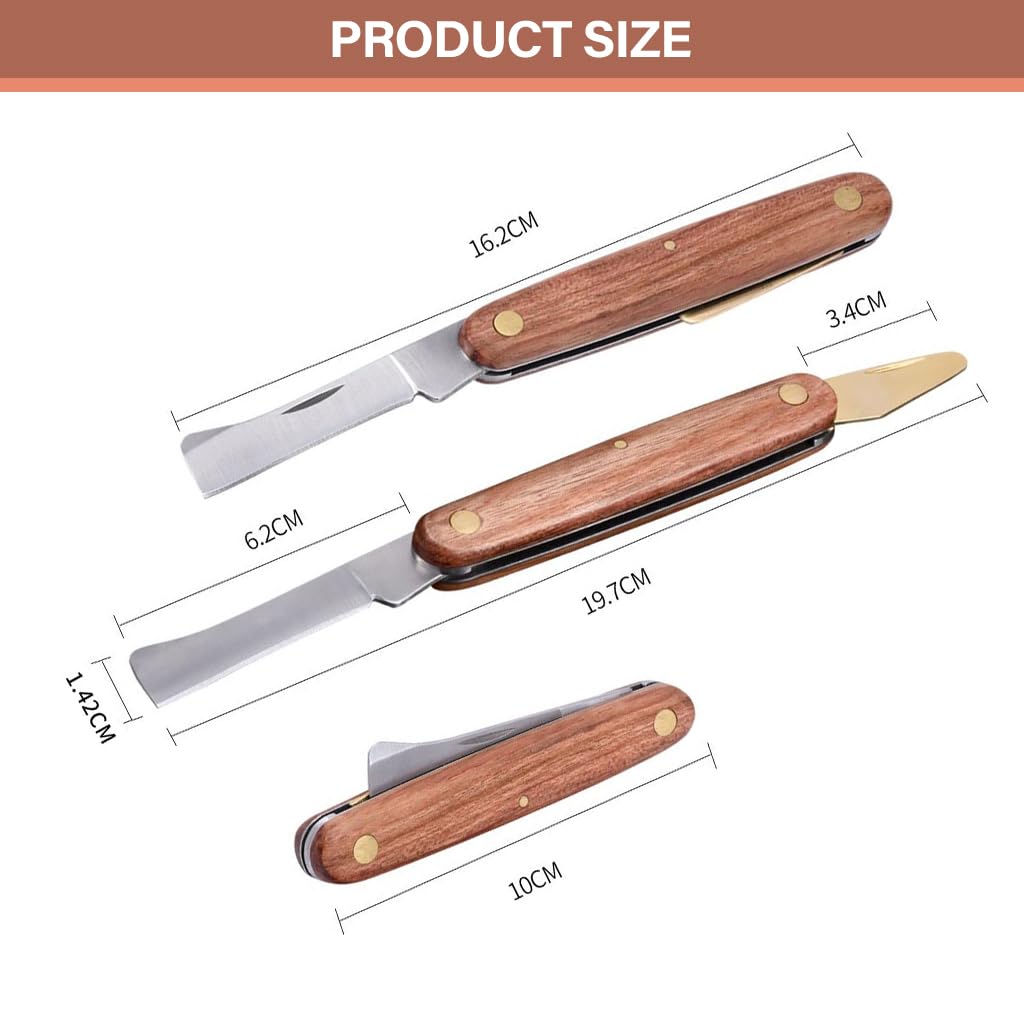 HASTHIP Grafting Cutter for Plants with Dual Blade and Rosewood Handle | Foldable Stainless Steel Budding Tool