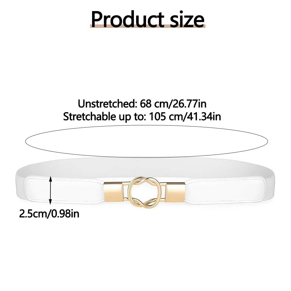 Zibuyu Womens Stretch Waist Belt for Dresses with Alloy Buckle and Elastic Fit | White Fashion Accessory
