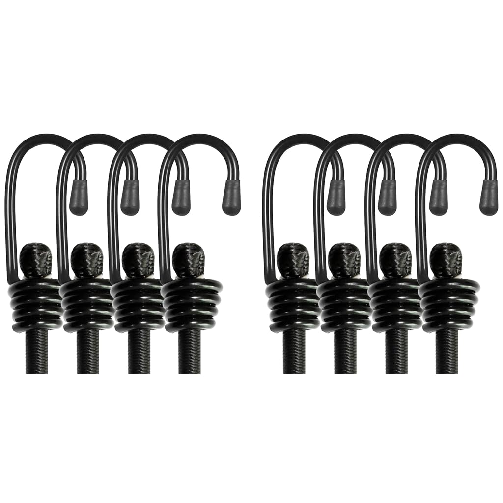 Serplex Bungee Cords for Outdoor Use with Dual End Hooks 8PCS 24 Inches Black Elastic Straps