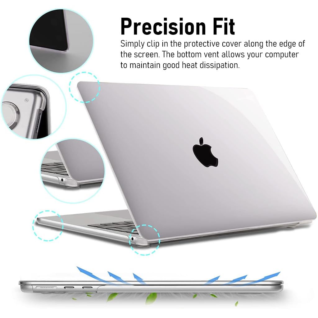 ZORBES Laptop Cover for 15 Inch MacBook Air M4 M3 M2 with 2 Piece Snap On Hard Shell | Clear PC Case with Keyboard and Screen Protector