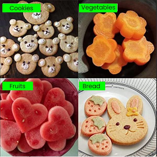 ZIBUYU Vegetable Shape Cutter for Kids with 9 Molds and Thickened PP Handle | Food‑Grade Stainless Steel for DIY Pastry and Cookies