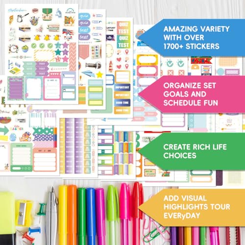 OFIFO® Sticker Book, 1700Pcs 24-Sheet Stickers Set, Daily Planners Accessories for Calendar Decorating, Stickers for Kids Activity Perfect for Journal, Scrapbook Projects and Decor