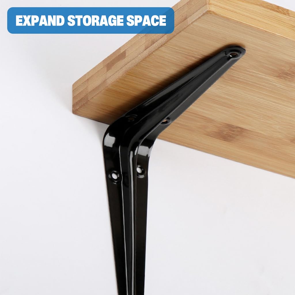 HASTHIP Wall Shelf Brackets for Shelving and Storage with Pre-Drilled Holes 10x12 in Steel Pack of 4