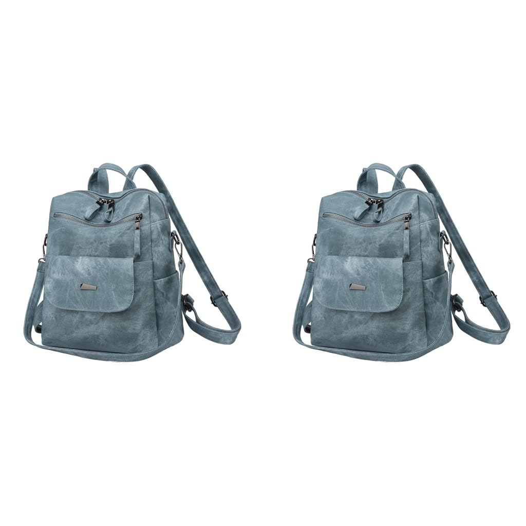 PALAY PU Leather Backpack for Travel featuring Safe Back Zipper Pocket and 12x11 in Capacity | Vintage Caramel and Blue Style for Women and Men