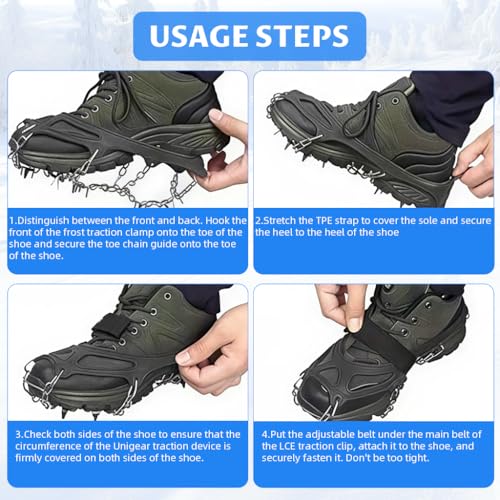 Proberos® Crampons with 24 Cleats for Hiking Boots Snow Shoes,Climbing Spikes Shoes for Traction Non-Slip Crampons Spikes Snow,Ice Road Size M(35-40)
