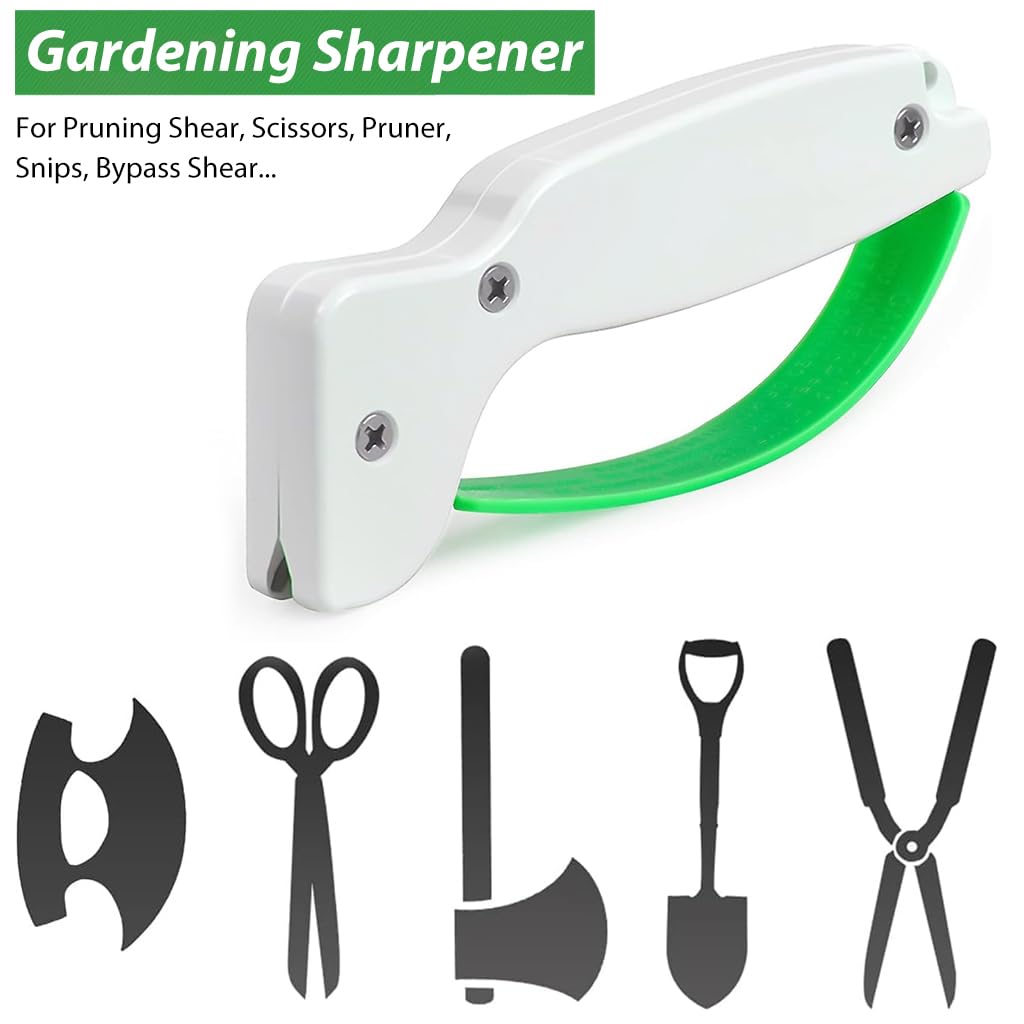 HASTHIP Gardening Sharpener for Pruning Shears and Scissors with Tungsten Carbide Blades | Portable Ergonomic Tool for Easy Sharpening