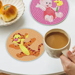 PATPAT® 5Pcs DIY Diamond Painting Kit Tea Coaster Set, Winnie the Pooh Cartoon Diamond Painting Coaster Set with Tools, Diamond Painting Coaster Diamond Painting Kit for Adults Kids Christmas Gifts