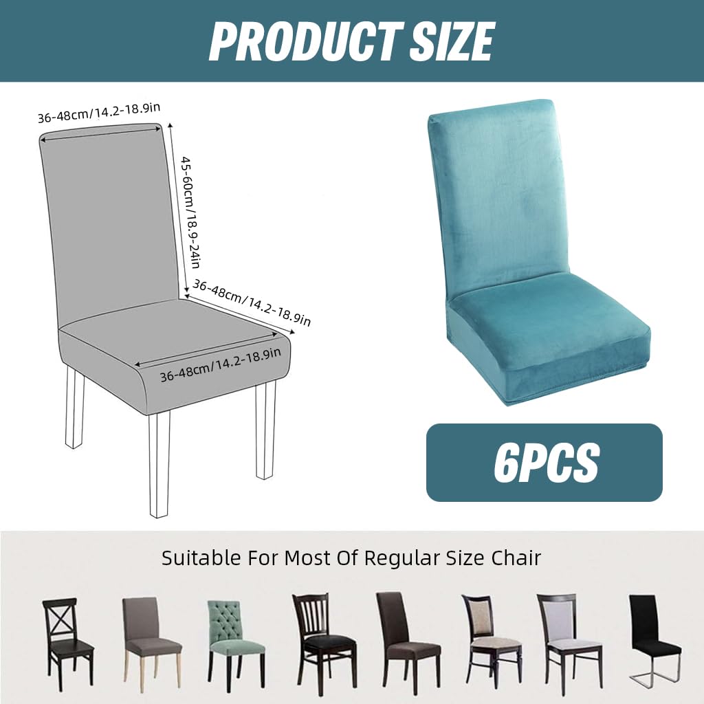 HASTHIP Dining Chair Covers for 14–18 in Seats with Non Slip Elastic Edge | Velvet Blue Set of 6