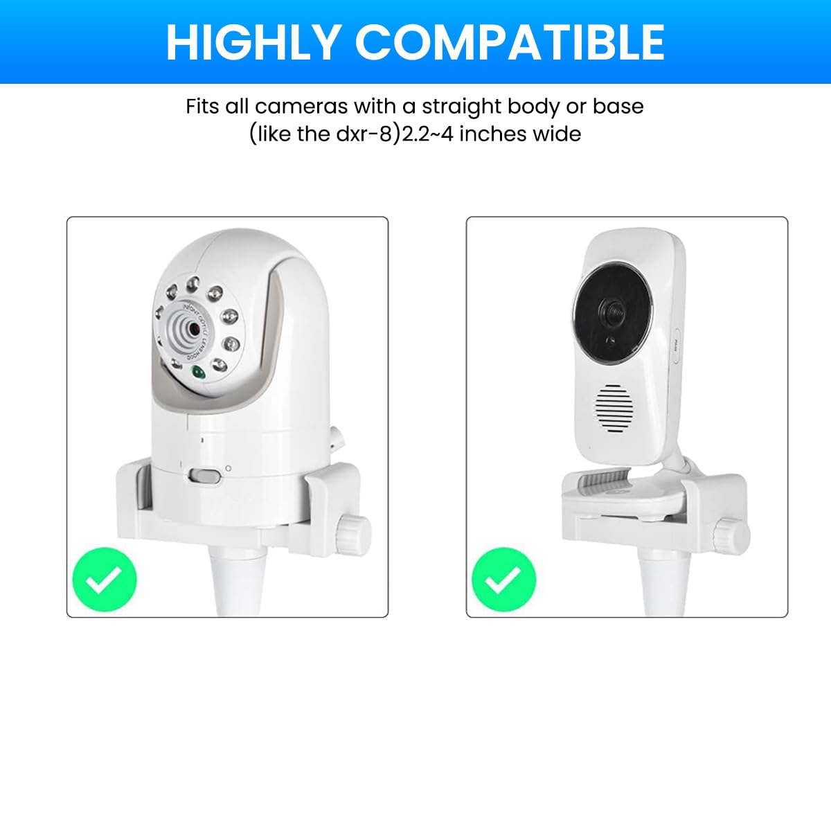 ZORBES Flexible Baby Monitor Mount for Infant Optics DXR-8 and DXR-8 Pro with Secure Clip | Adjustable Arm for Crib or Nursery