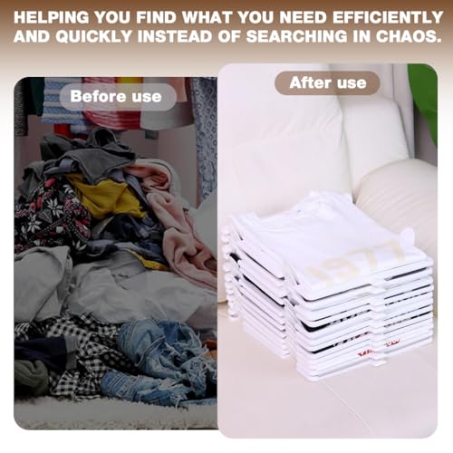 Supvox® Clothes Dividers 10Pcs Stackable Clothes Separator with Lifting Grips, Wardrobe Shelf Organizer Clothes Divider Panels for Shirt, Tops, Pants, More, 33.3x26.5cm