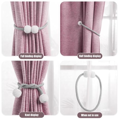 ZIBUYU® 12PCS Curtain Holders Tieback Clips Rope Holdbacks Pearl Magnetic Head for Home Office Decoration