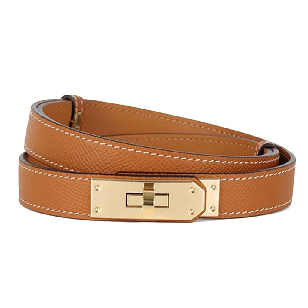 PALAY® Waist Belt for Women Dresses, Fashion Ladies Belts for Women, PU Leather Slim Women Belts for Dress, Alloy Turn Lock Buckle Belt for Blazer, Suit, Dress, Gown (Brown, Fit Waist 65-105cm) 2 PCS