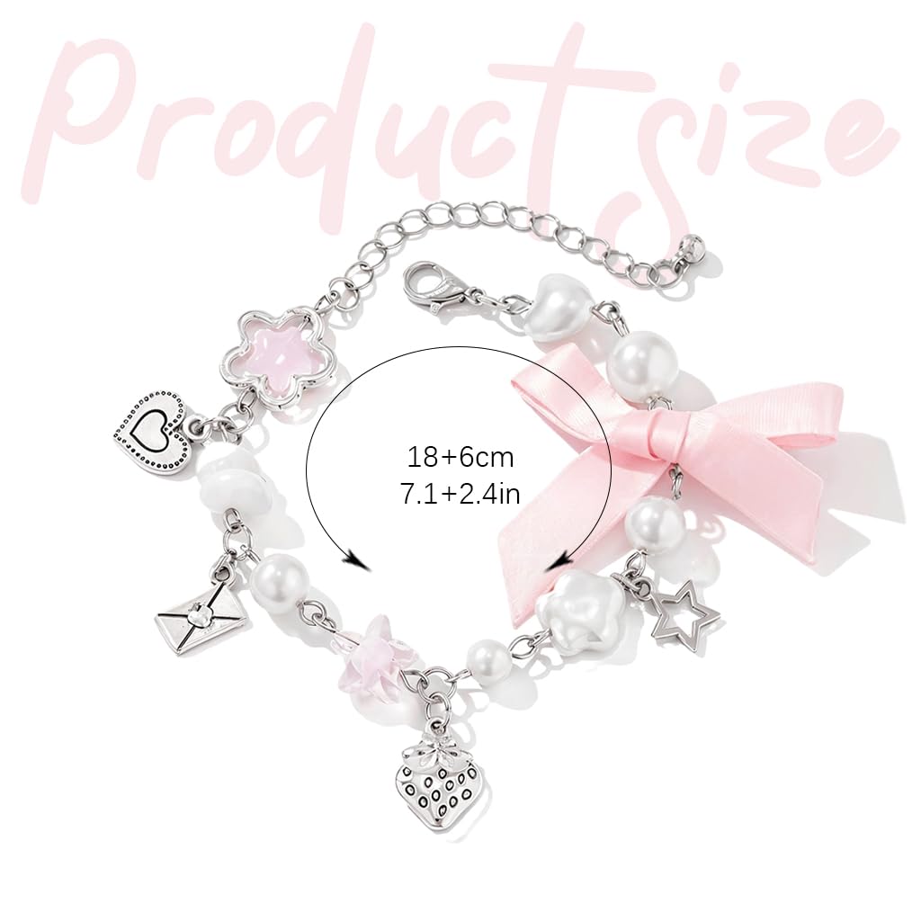 SANNIDHI Bracelet for Girls featuring Star Strawberry and Heart Charms | Adjustable Y2K Gift