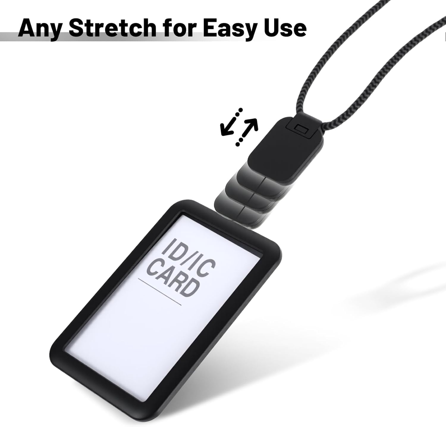 OFIFO ID Badge Holder Set for Office and School with Retractable Nylon Lanyards | 2 Pack Black Waterproof Vertical Card Holders