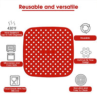 HASTHIP® 2Pcs Air Fryer Liners, 8.5 Inch Air Fryer Silicone Baking Tray, Air Fryer Accessories, Non-Stick Air Fryers Basket Oven Accessories, Square Air Fryer Oven Pads (1 Red + 1 Black)