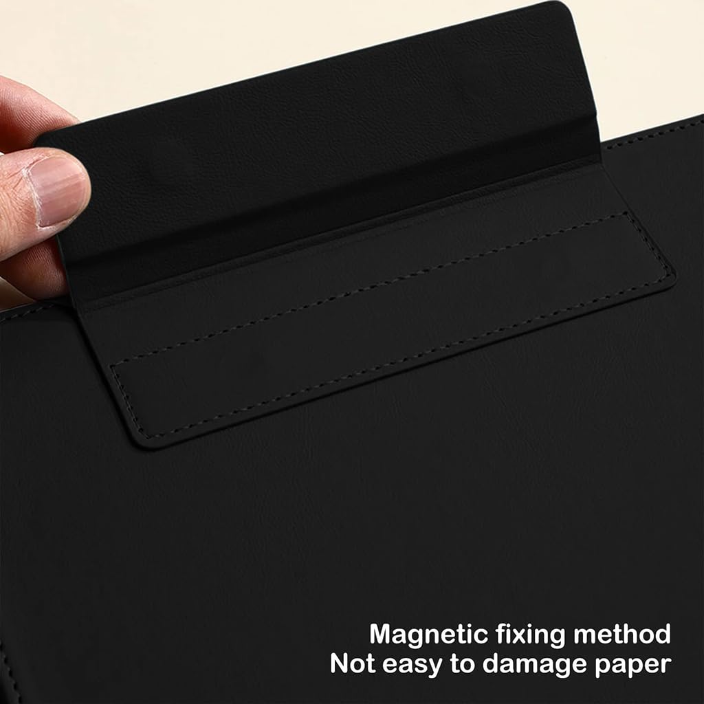 ZIBUYU Clipboard for Documents with Foldable Design in Black PU Leather | Office and School Organizer