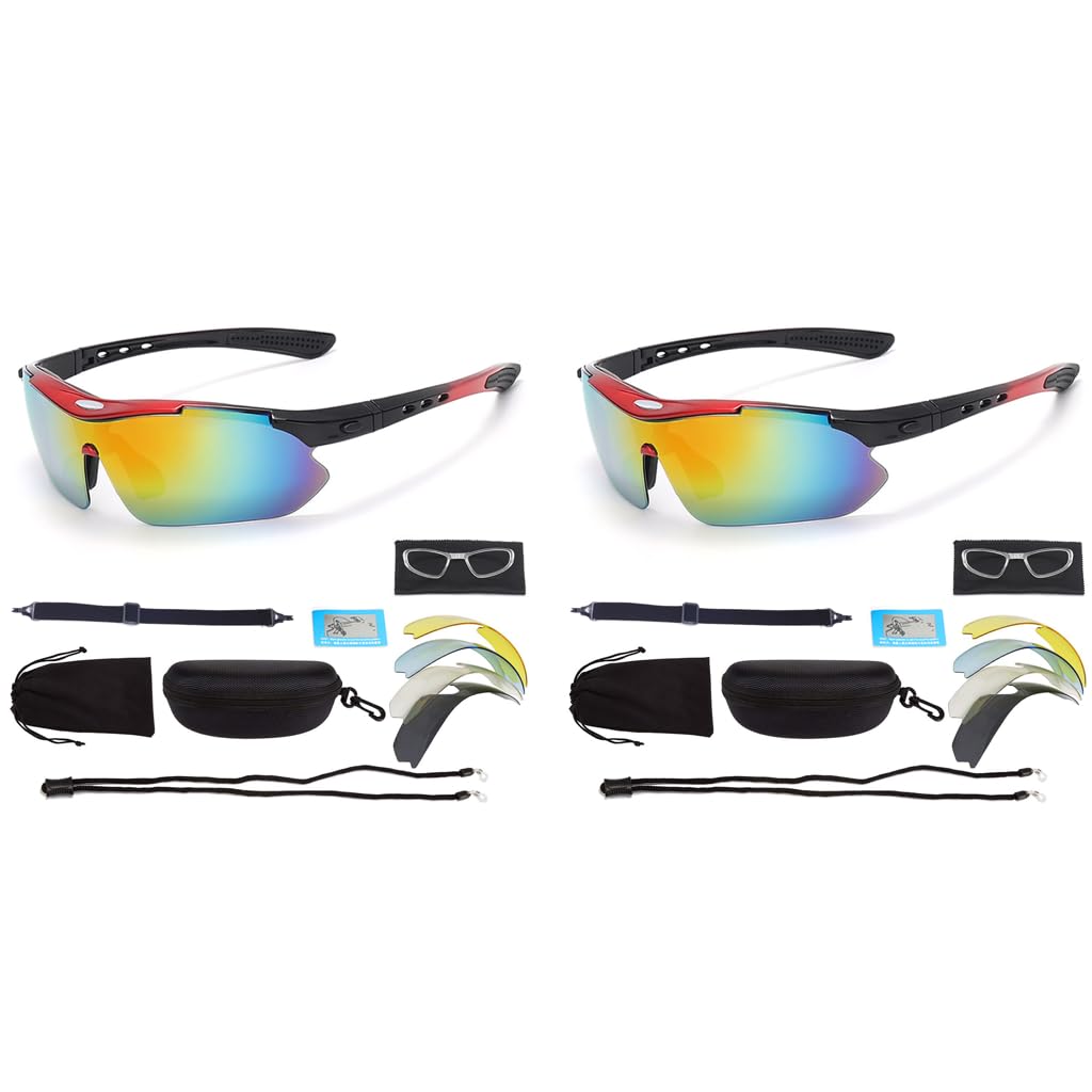 Proberos Polarized Sports Sunglasses for Cycling and Driving with 5 Lens Set | UV Protection