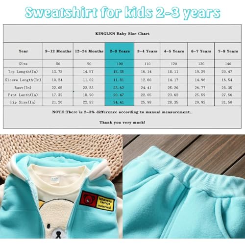 ZIBUYU® Kids Winter Clothes for Boys, Girls Kids Sweatshirt Soft Toddler Clothing Set for Kids Sleeveless Jacket, Hoodie, Pants Toddler Winter Dress Set of 3 Pieces 100cm (2-3 Years Old)