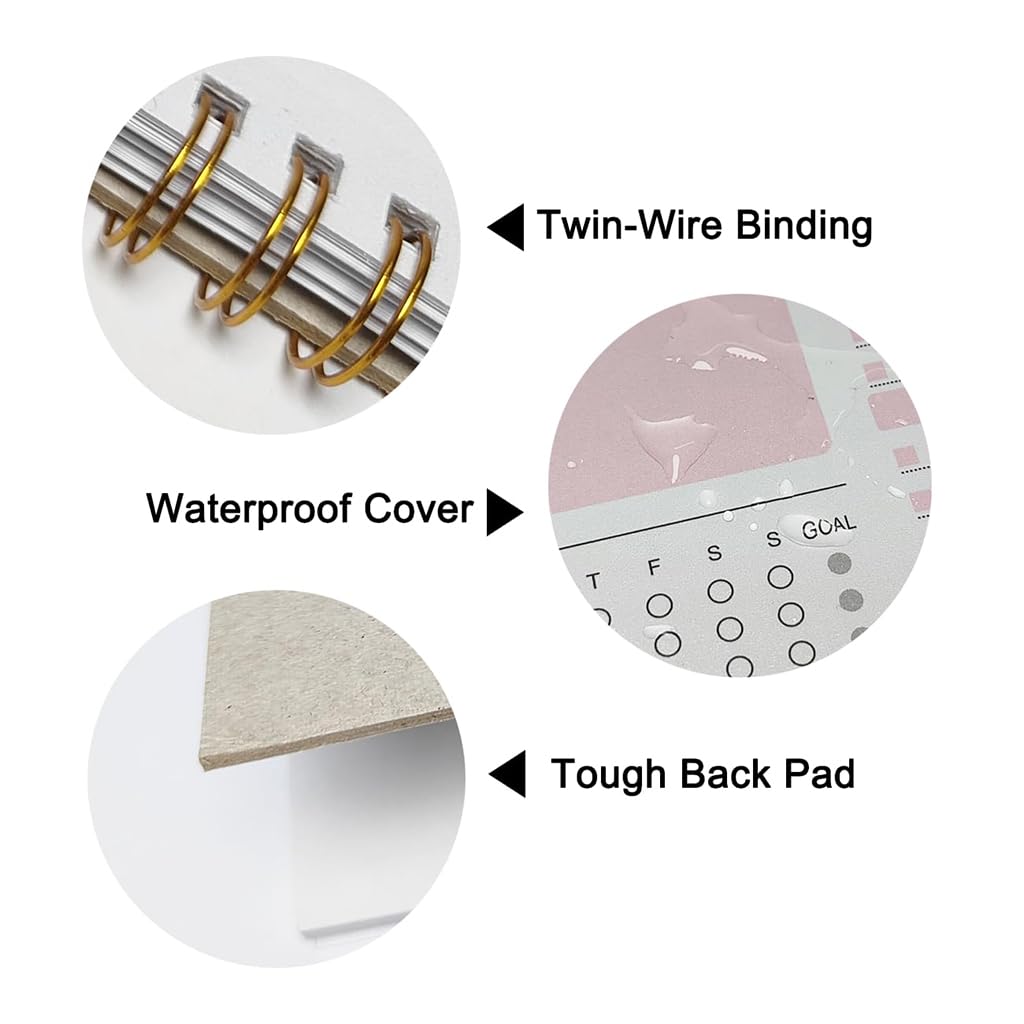 ZIBUYU Weekly Planner Notepad for Work and School with 8.5x11 in Pages featuring Twin Wire Binding and Pink Design