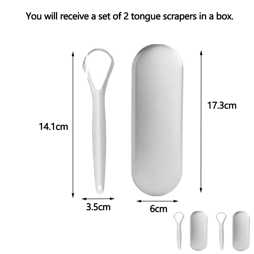 ZIBUYU Stainless Steel Tongue Scraper for Deep Cleaning 2 Pack with Wide Mouth Design | Fresher Breath