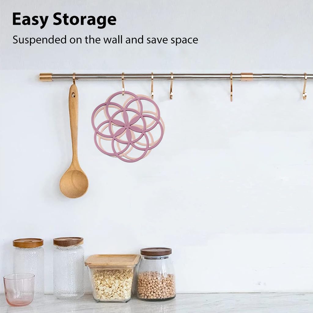 Supvox Silicone Trivet Mat Set for Hot Pots and Dishes featuring Non Slip Design | Heat Resistant up to 482°F