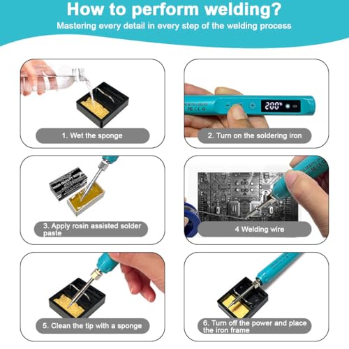 Serplex® USB Cordless Soldering Iron Pen Kit 12W LCD Electric 200-450°C Temperature Adjustment Quick Pre Heat Portable with Stand Tool Box 2PCS