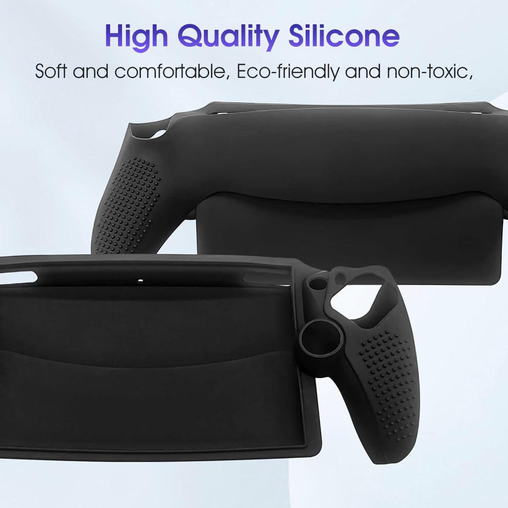 ZORBES Silicone Cover for PlayStation Portal featuring Anti Slip Grip and Soft Ergonomic Design | Fashion Black Protective Case