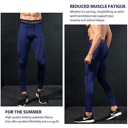 Optifit® Tights for Men, Quick Dry & Stretchy Breathable Men's Long Compression Shorts for Gym, Running, Cycling, Swimming, Basketball, Cricket, Yoga, Football, Tennis & Many More Sports (XL) Blue