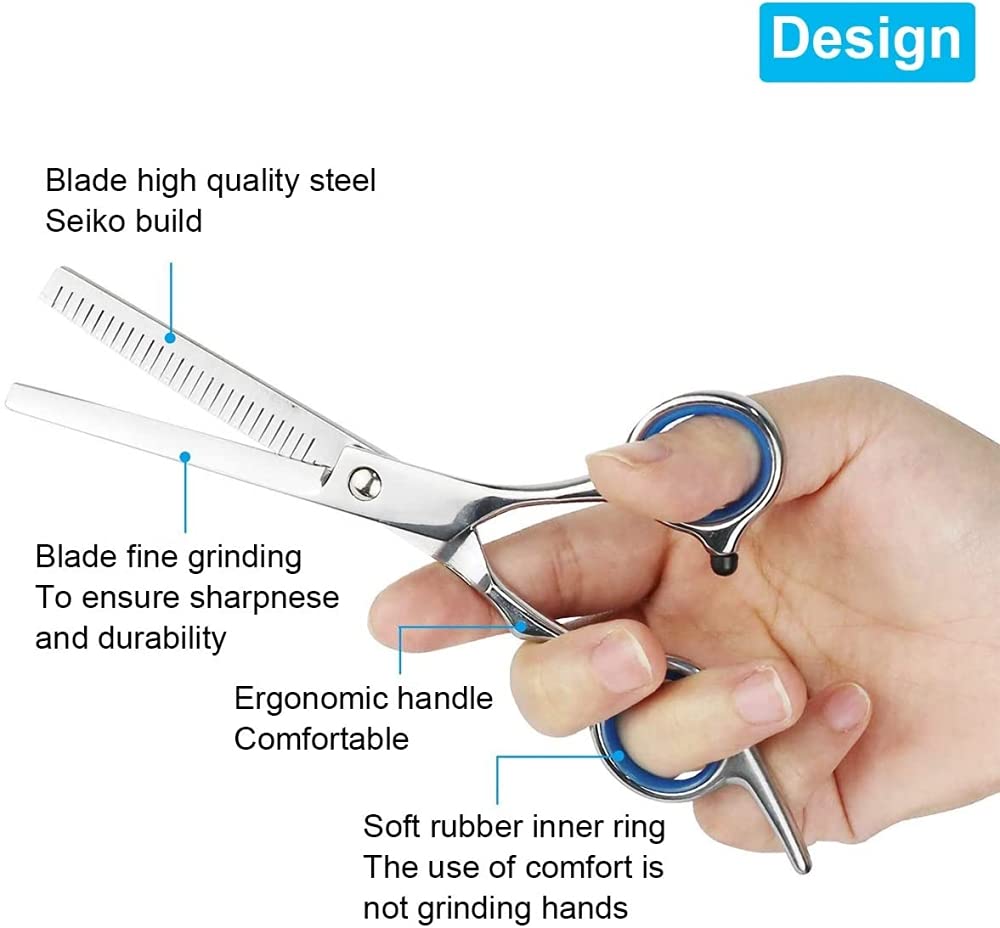 MAYCREATE Scissors for Hair Cutting with Adjustable Screw and Stainless Steel | 10 Pcs Set