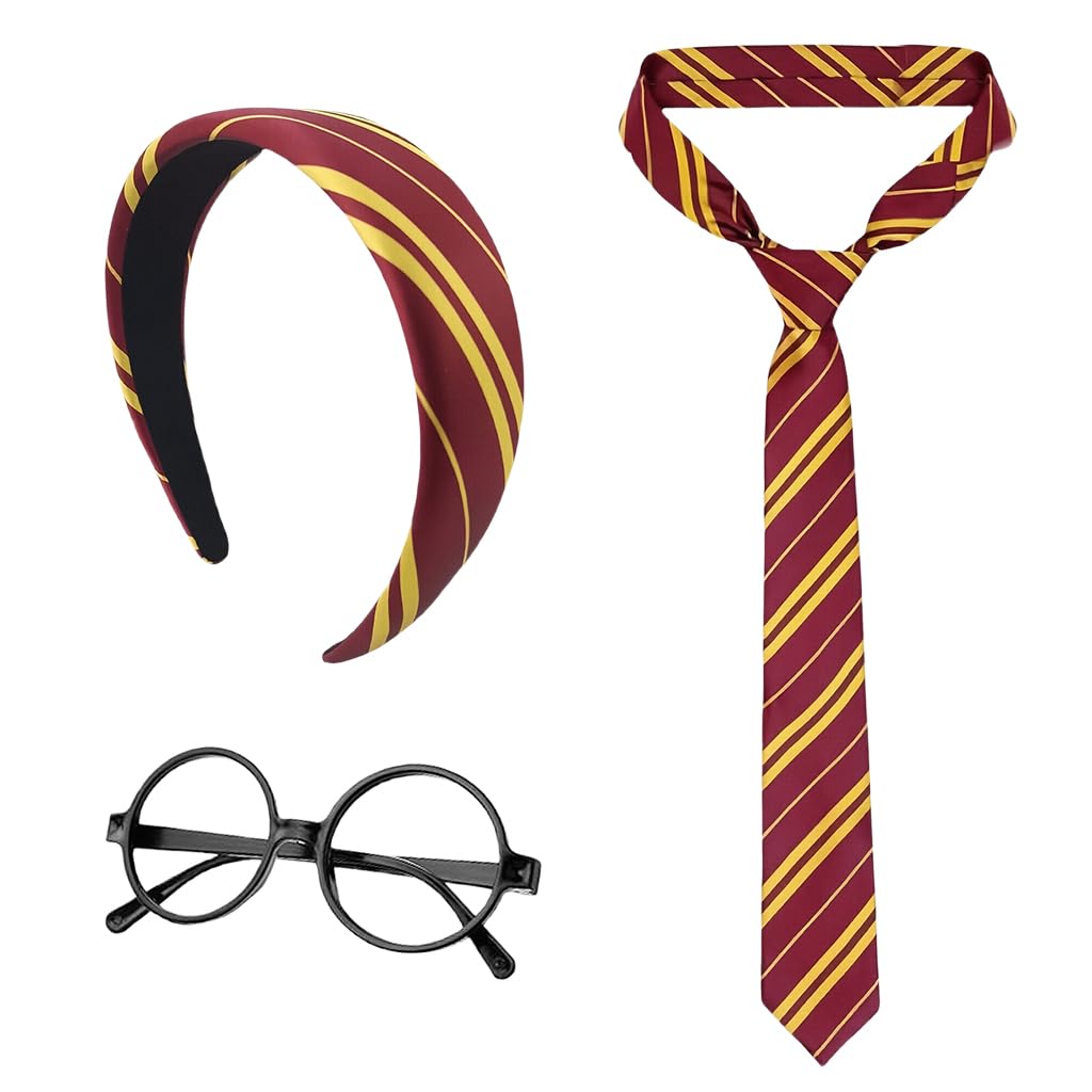 PATPAT Wizard Cosplay Costume for Halloween with 3Pcs Necktie Glasses and Headband Set