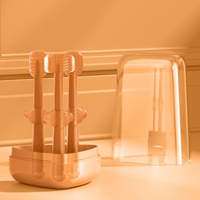 SNOWIE SOFT® 3 Pcs Silicone Baby Toothbrush Set for 0-18 Months Includes Newborn Tongue Cleaner, U-Shaped ToothScrubber