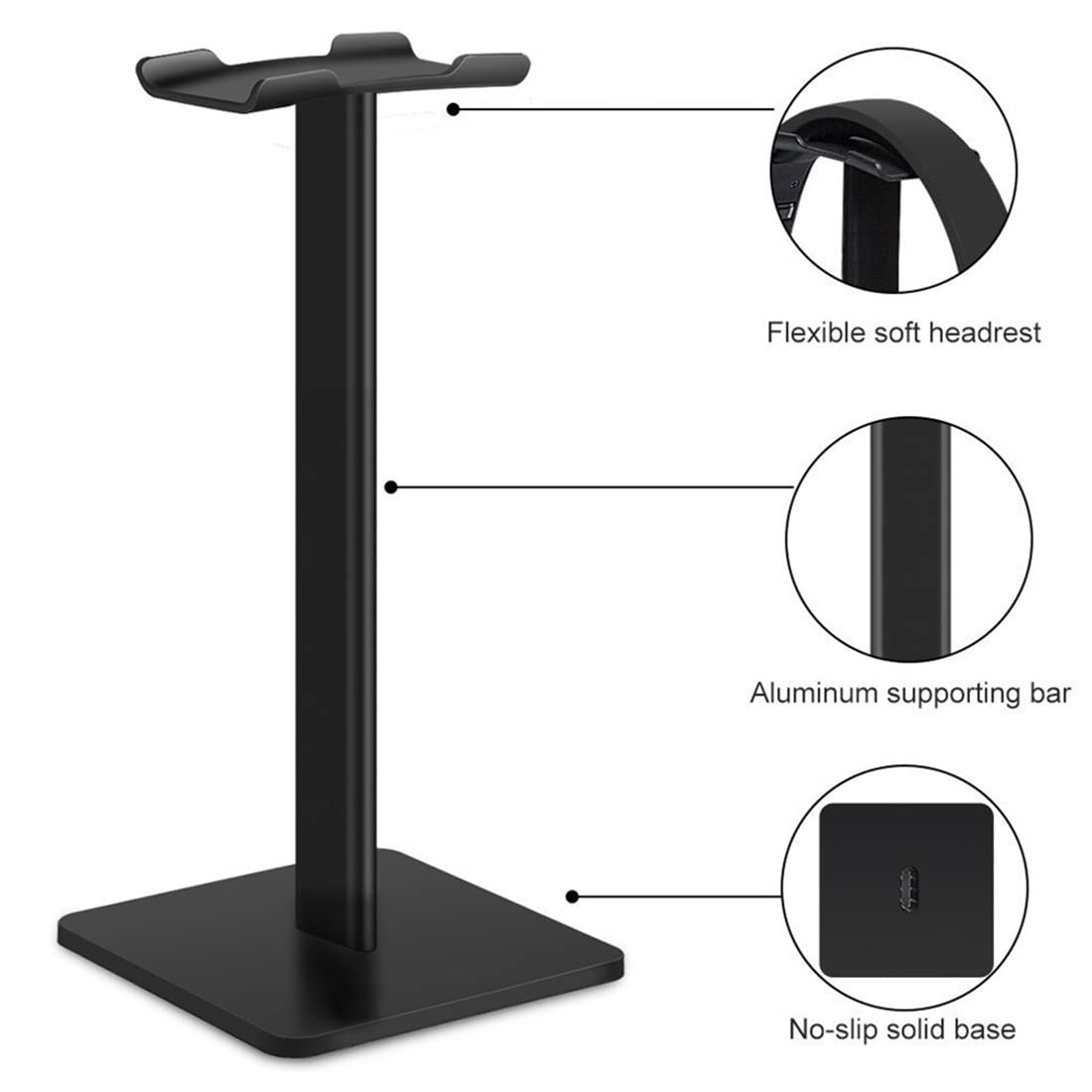 Zeitel Headphone Stand for Desktop and PC Featuring Arc-Shaped Rest 8.86 in Height | Aluminum Alloy Holder