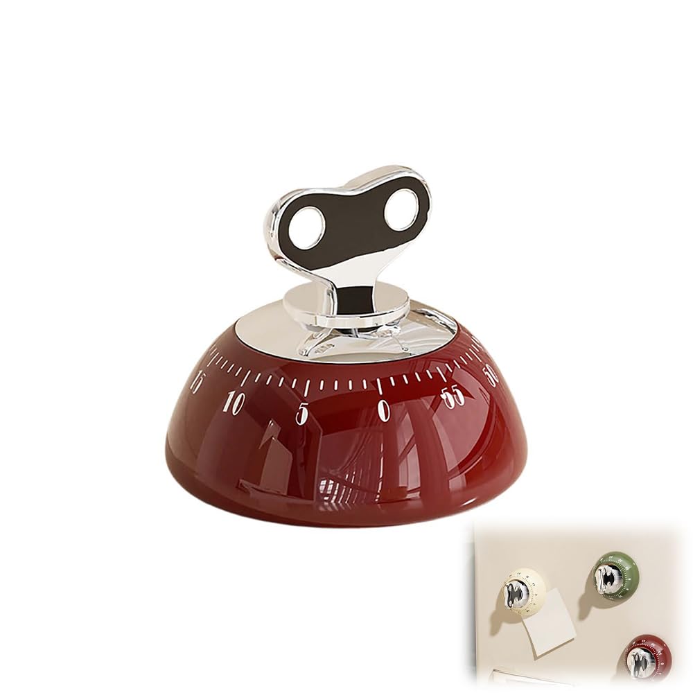 HASTHIP Magnetic Kitchen Timer for Cooking and Study featuring Key-Shaped Knob 60-Min Countdown | Red