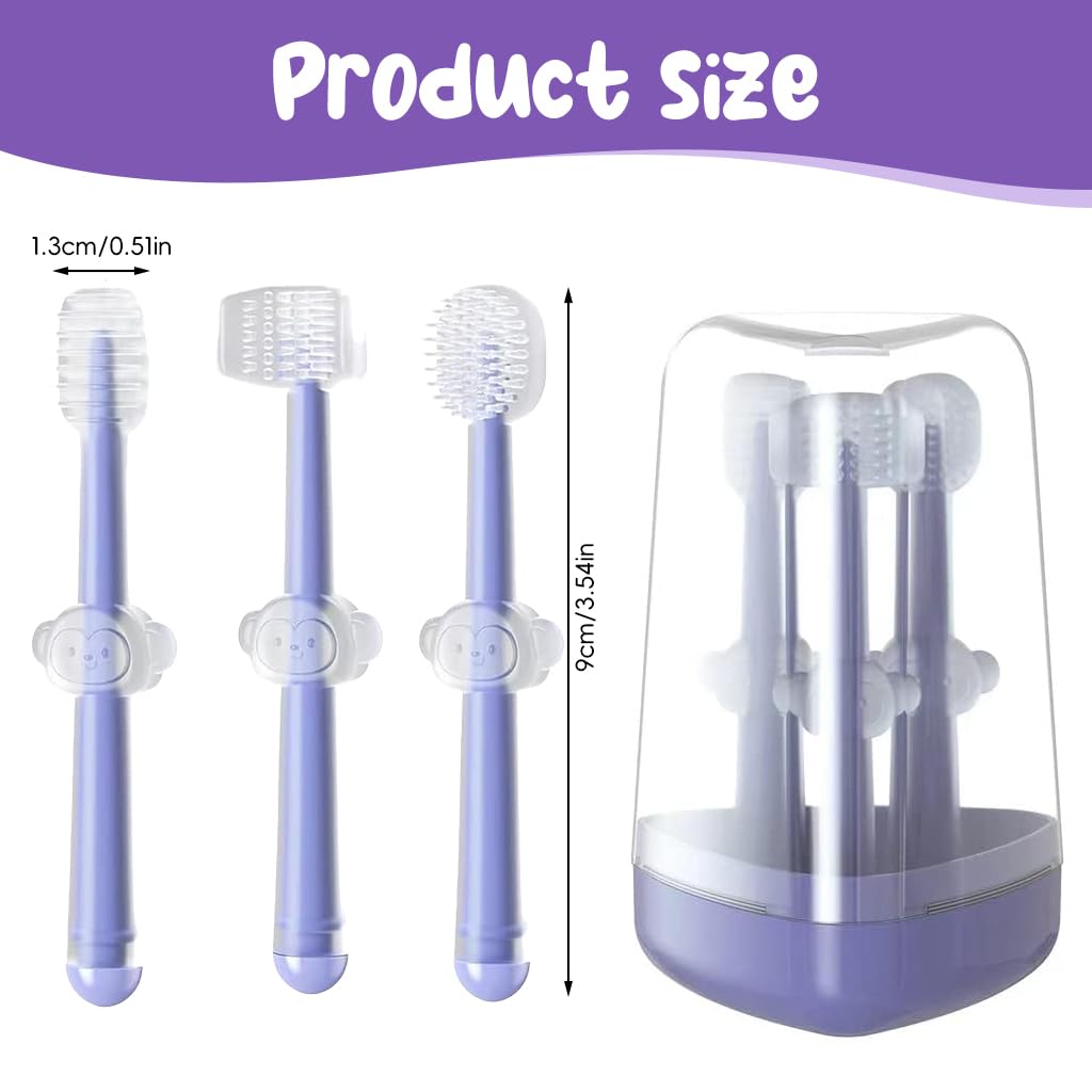 SNOWIE SOFT Silicone Baby Toothbrush Set for 0–18 Months with U-Shaped Brush & Case | Purple