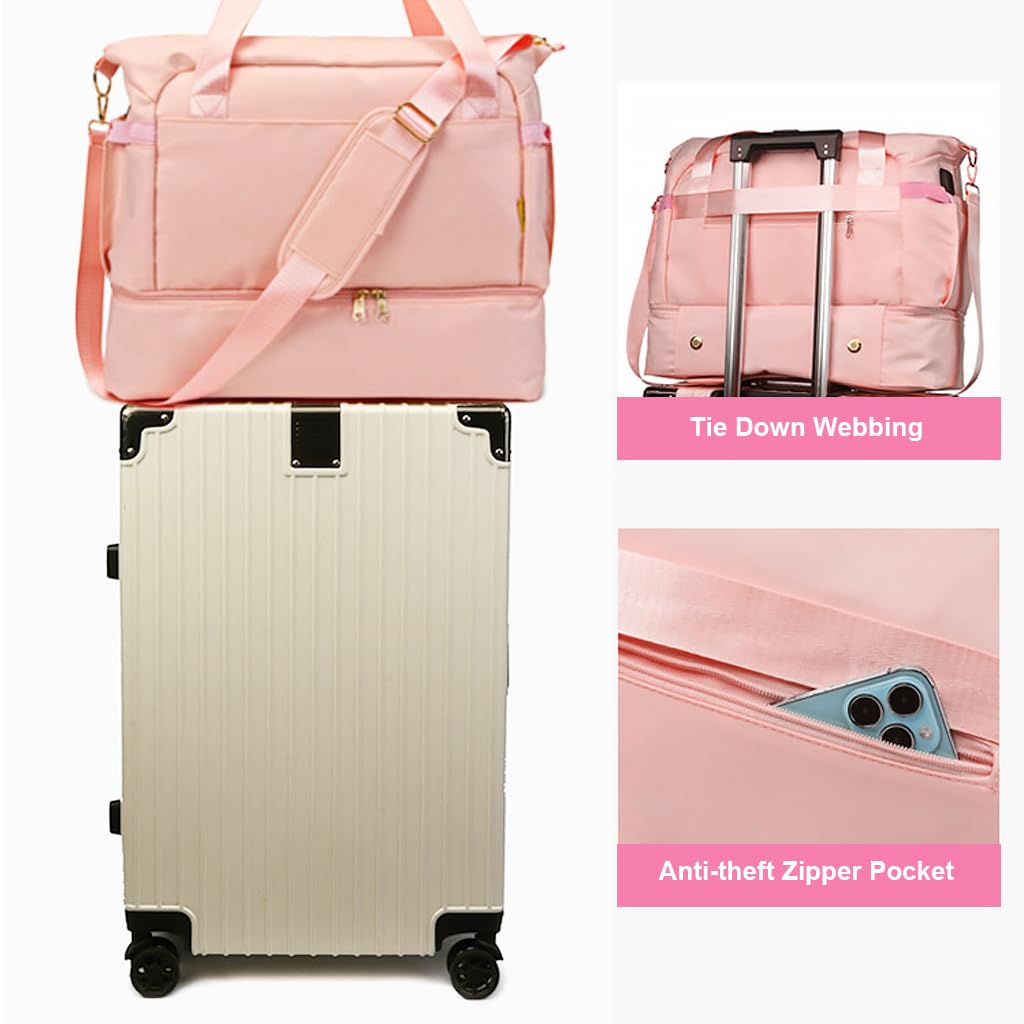 PALAY Travel Duffel Bag for Gym and Weekend Trips with Double Layer 46x21x37cm Design | Waterproof Oxford Cloth with Shoe Compartment