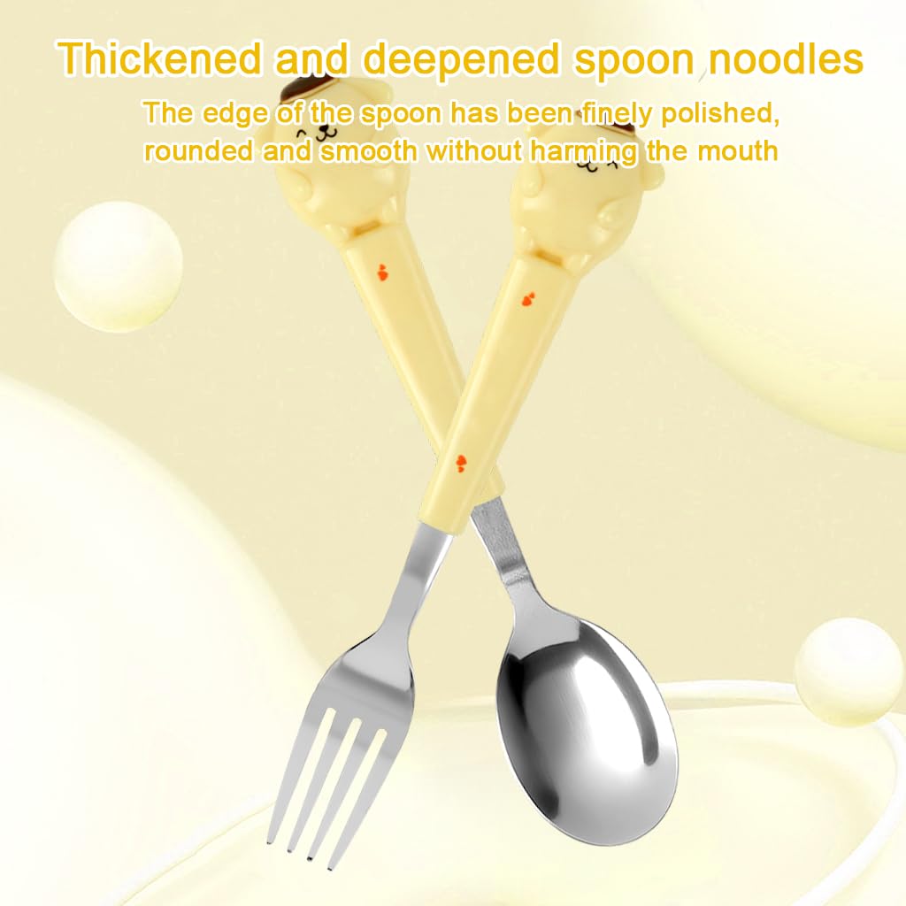 Supvox Cute Spoon and Fork Combo with Storage Case for Kids Lunch Box 7.87 in Set of 2