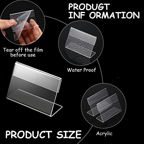 HASTHIP® 20Pcs Acrylic Stands, L Shape Acrylic Sign Display Clear Acryic Name Stand for Label Price Name Card Tag (4*7cm)