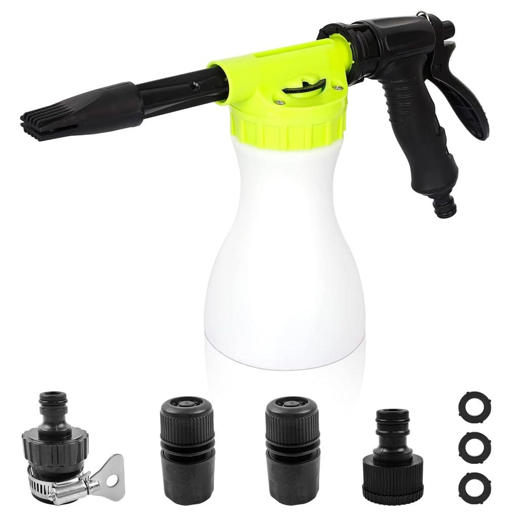 HASTHIP® 900ML High Pressure Foam Sprayer for Car Washing Car Window Cleaning with 3/4in & 3/8in Quick Connector, Adjustable Pressure Foam Sprayer for Car Washing Soap Window