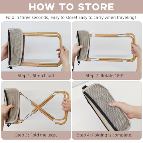 Proberos® Camping Folding Stool, Packable Travel Fishing Lightweight Oxford Cloth Metal Frame, Multi-use Outdoor Easy Use, 264lbs Loading Capacity, for Picnic BBQ Beach Sitting Rest, 23x26x25cm