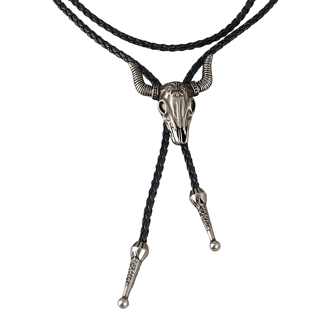 GUSTAVE Necklace for Men with Bull Head Pendant featuring Leather Rope Chain | Gothic Punk Style Accessory