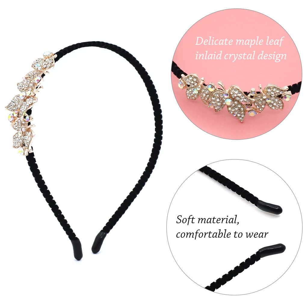 SANNIDHI Rhinestone Hairband for Women featuring Elastic Metal Hoop & Velvet Wrap | Non Slip Accessory for Daily Wear and Parties
