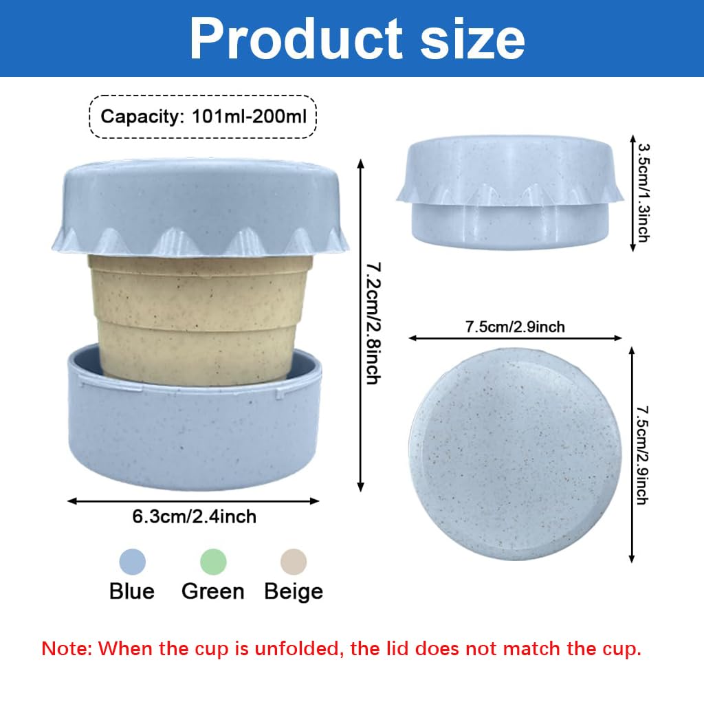 HASTHIP Collapsible Cup for Travel with Lid and Lanyard | 3 Pack Silicone Reusable Cups