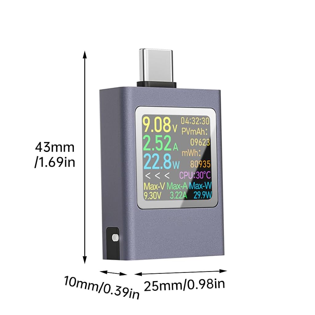 Serplex® USB C Power Meter USB C Voltage Analyzer 5V/12A Mobile Multimeter USB C Voltage Current Monitor Universal Digital USB C Tester for Phone, Laptop, Tablet
