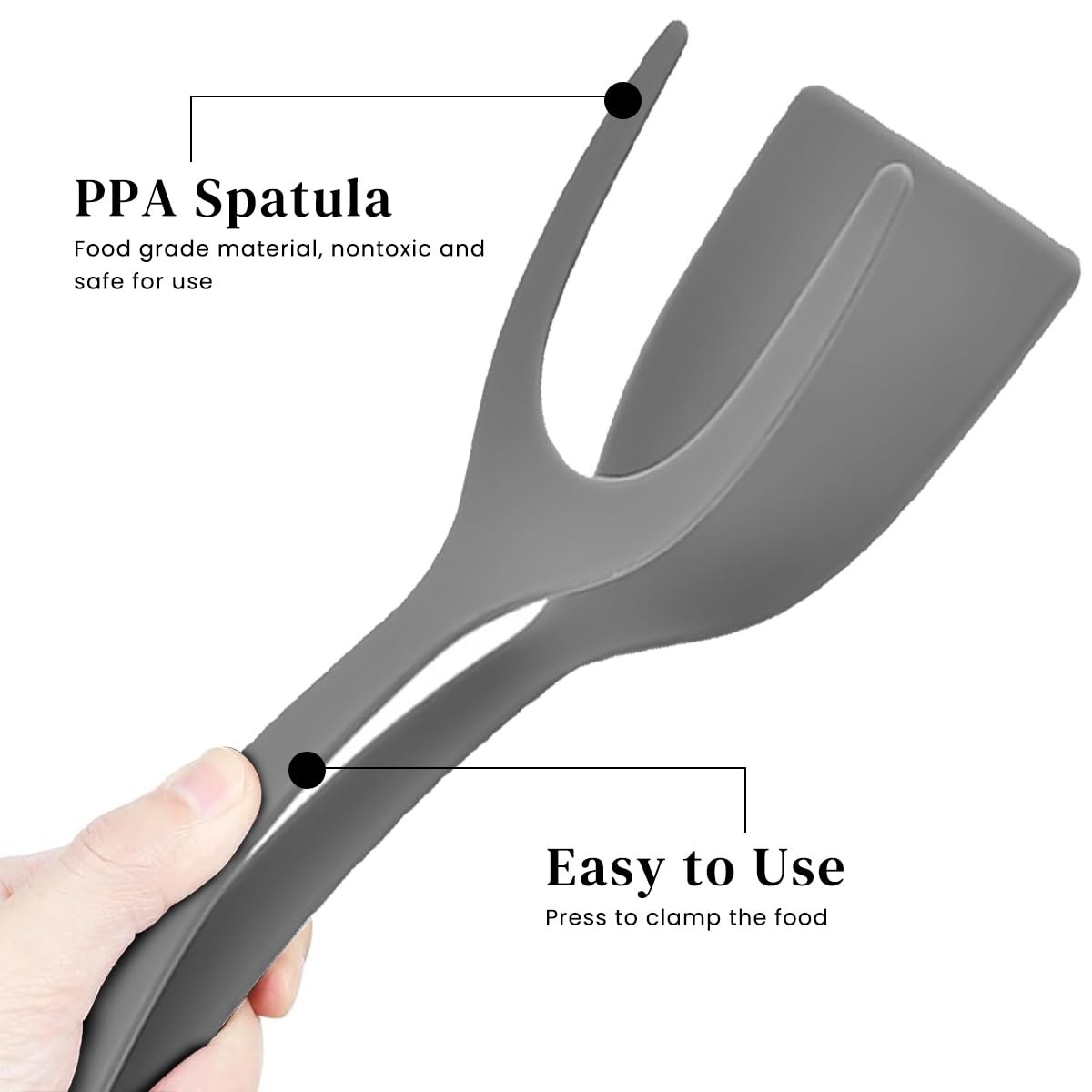 Supvox Fish Turner Clip Pan Spatula for Cooking with 2 in 1 Grip and Flip Design | Heat Resistant Silicone Utensil