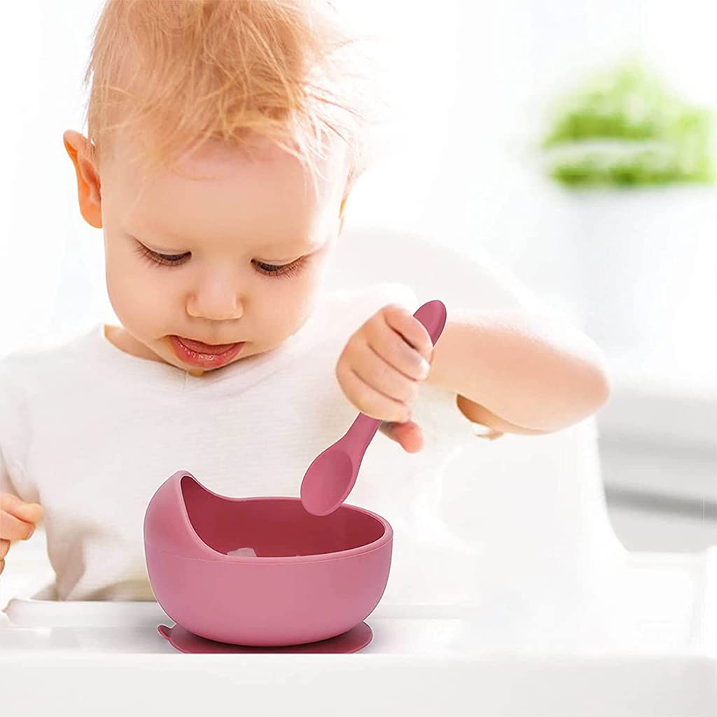 SNOWIE SOFT Baby Suction Bowl Kit for Self Feeding with Lid and Spoon | Silicone BPA Free