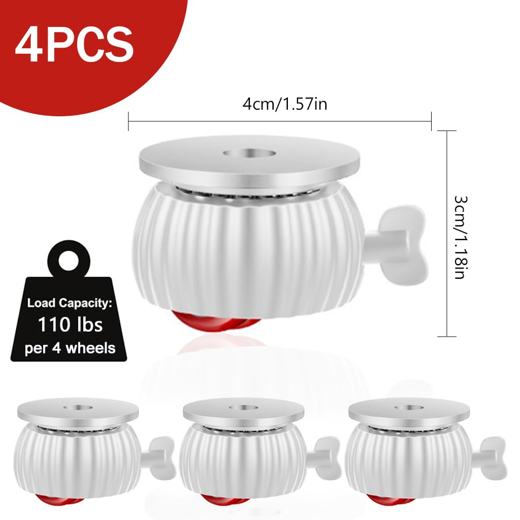 HASTHIP Caster Wheels for Furniture and Small Appliances with 360° Swivel Brakes | 4pcs 1.5in ABS Self Adhesive Design