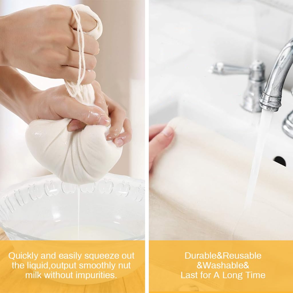 Supvox Muslin Cloth for Kitchen 6Pcs 12x12 in with Drawstring Closure | Unbleached Cotton