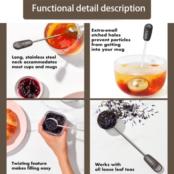 ZIBUYU Stainless Steel Tea Infuser for Loose Leaf with Fine Mesh Filter and Easy-Clean Design